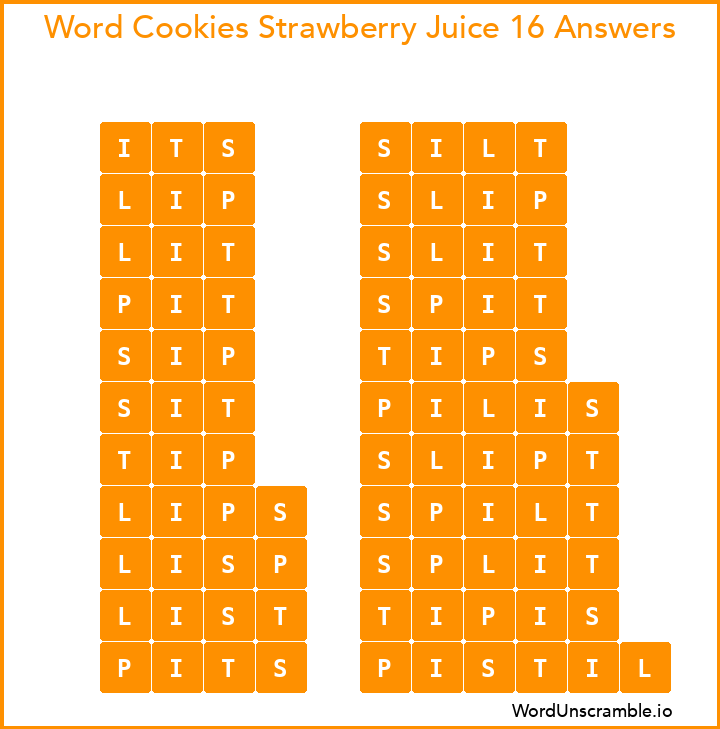 Word Cookies Strawberry Juice 16 Answers