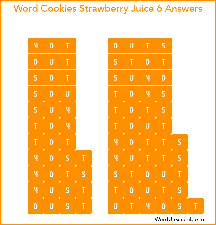 Word Cookies Strawberry Juice 6 Answers