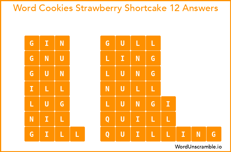 Word Cookies Strawberry Shortcake 12 Answers