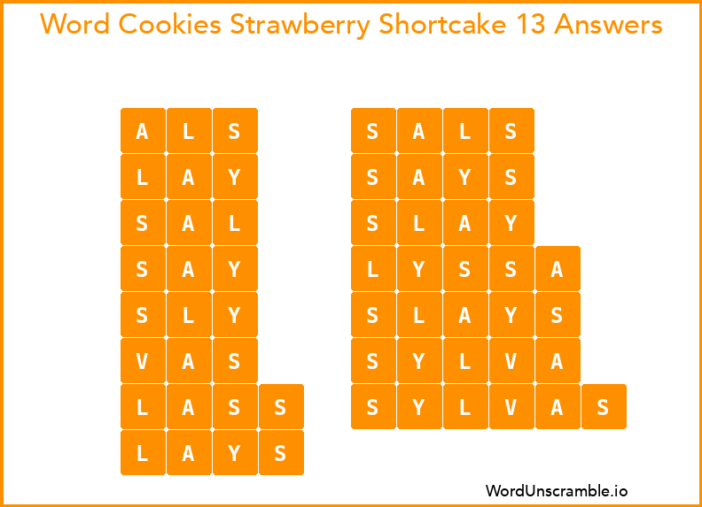 Word Cookies Strawberry Shortcake 13 Answers