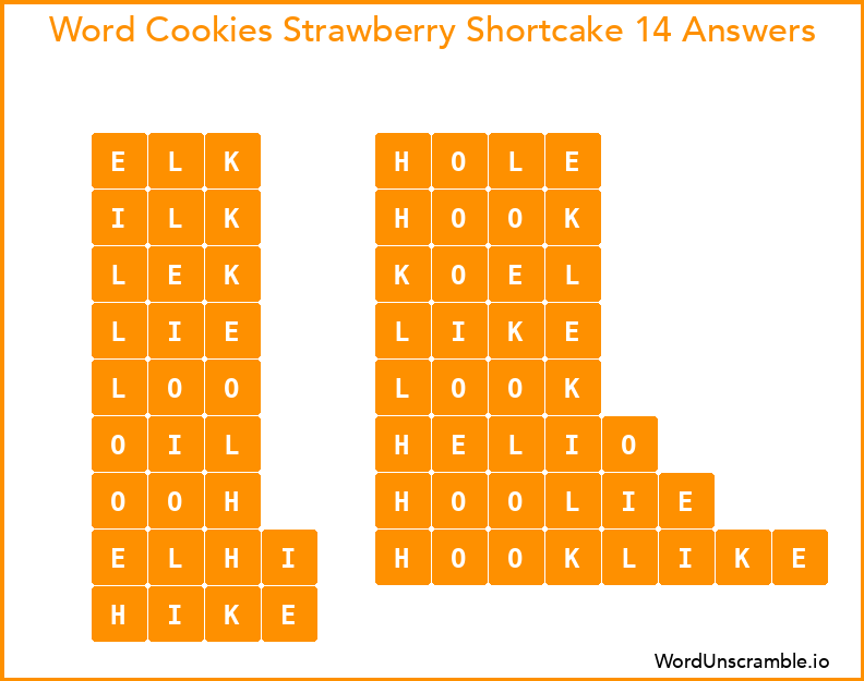 Word Cookies Strawberry Shortcake 14 Answers
