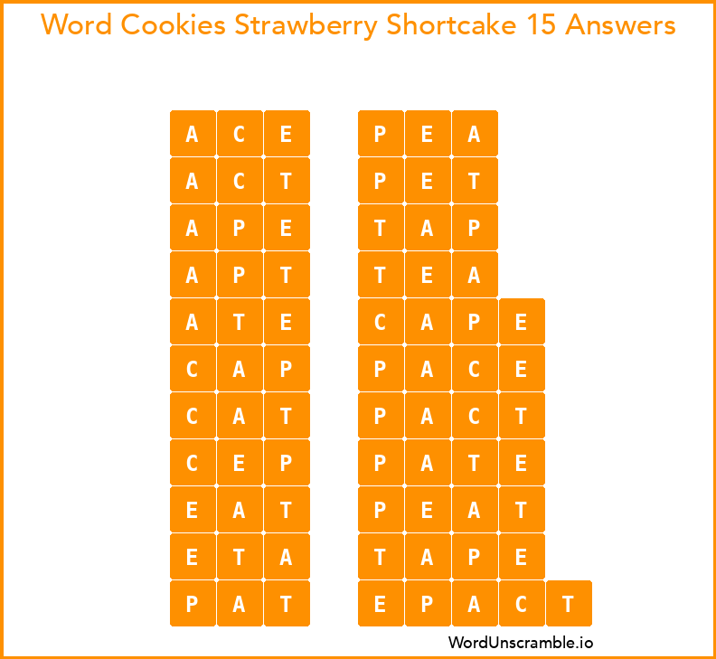 Word Cookies Strawberry Shortcake 15 Answers