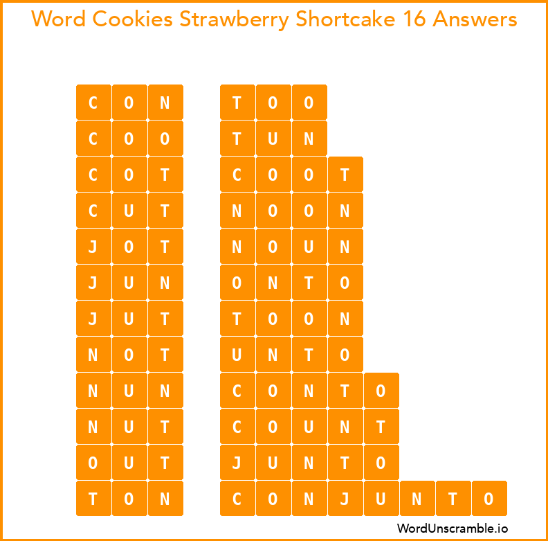 Word Cookies Strawberry Shortcake 16 Answers