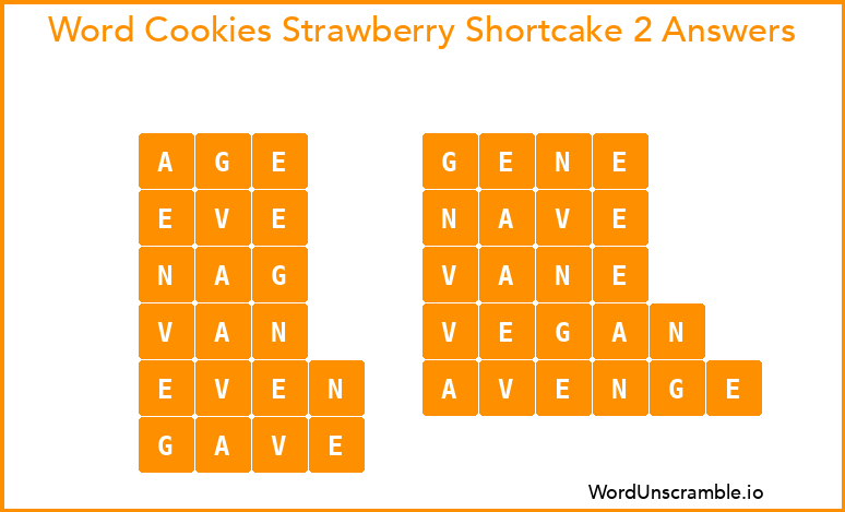 Word Cookies Strawberry Shortcake 2 Answers