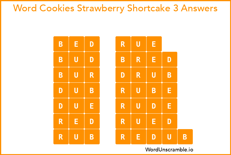 Word Cookies Strawberry Shortcake 3 Answers