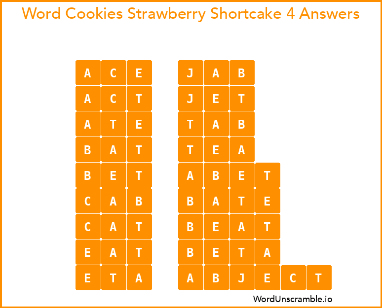 Word Cookies Strawberry Shortcake 4 Answers