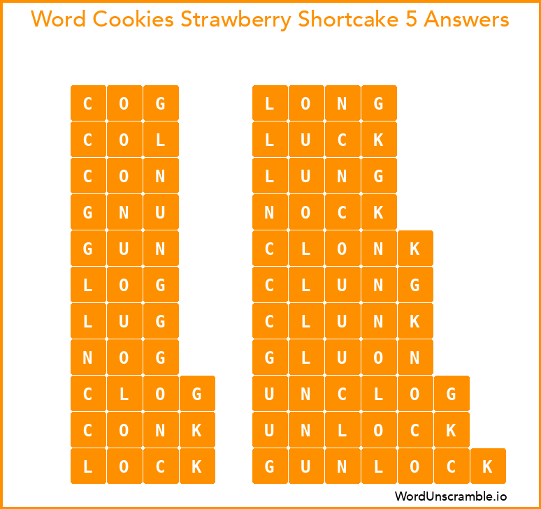 Word Cookies Strawberry Shortcake 5 Answers