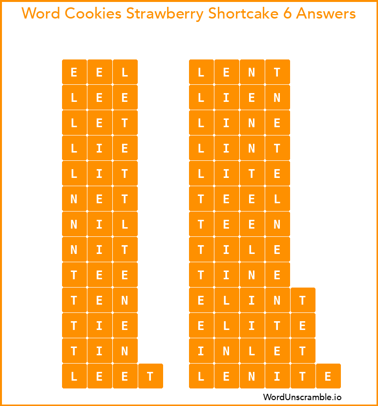 Word Cookies Strawberry Shortcake 6 Answers