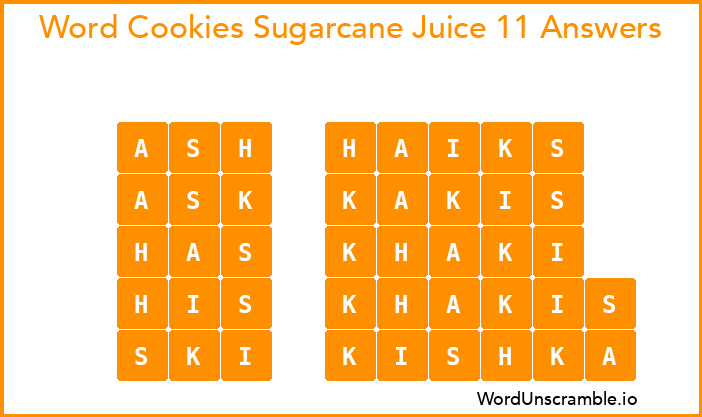 Word Cookies Sugarcane Juice 11 Answers