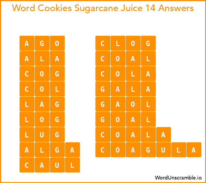 Word Cookies Sugarcane Juice 14 Answers