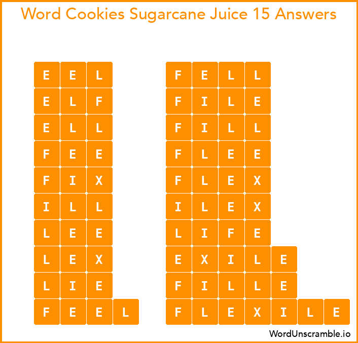 Word Cookies Sugarcane Juice 15 Answers