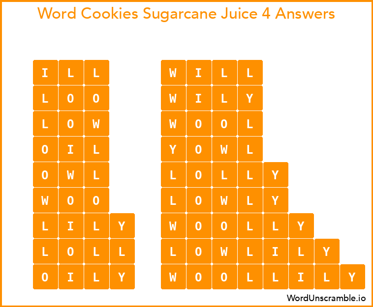 Word Cookies Sugarcane Juice 4 Answers