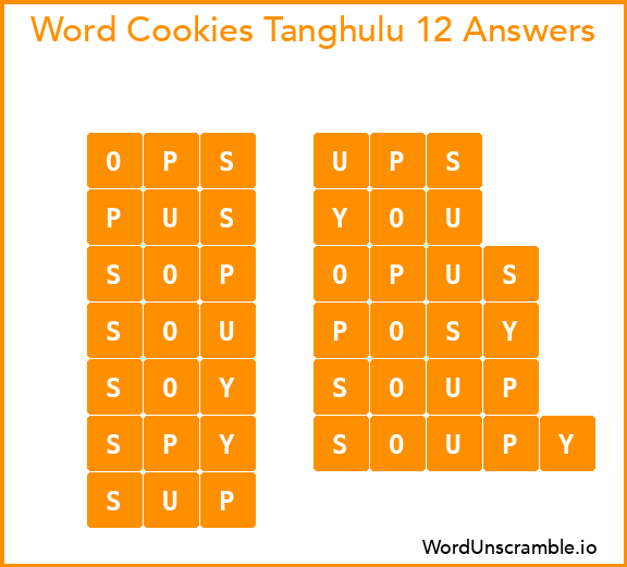 Word Cookies Tanghulu 12 Answers