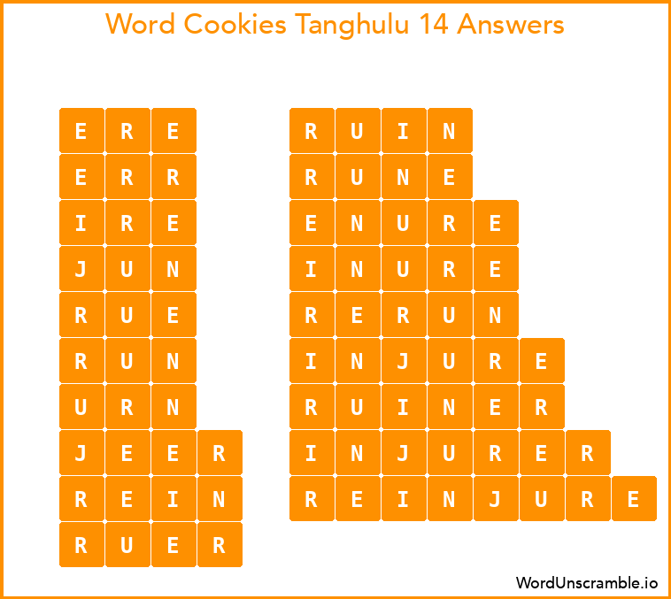 Word Cookies Tanghulu 14 Answers