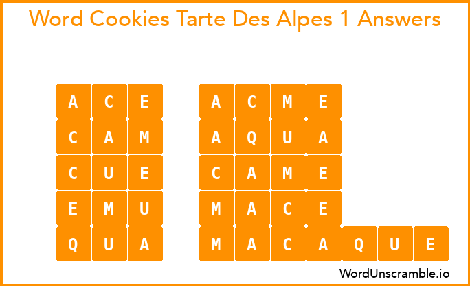 Word Cookies Tarte Des Alpes 1 Answers
