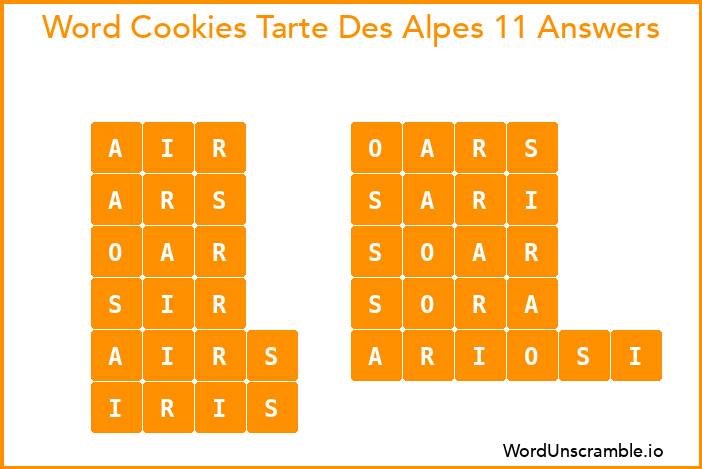 Word Cookies Tarte Des Alpes 11 Answers
