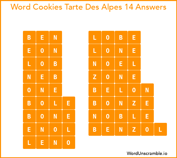 Word Cookies Tarte Des Alpes 14 Answers