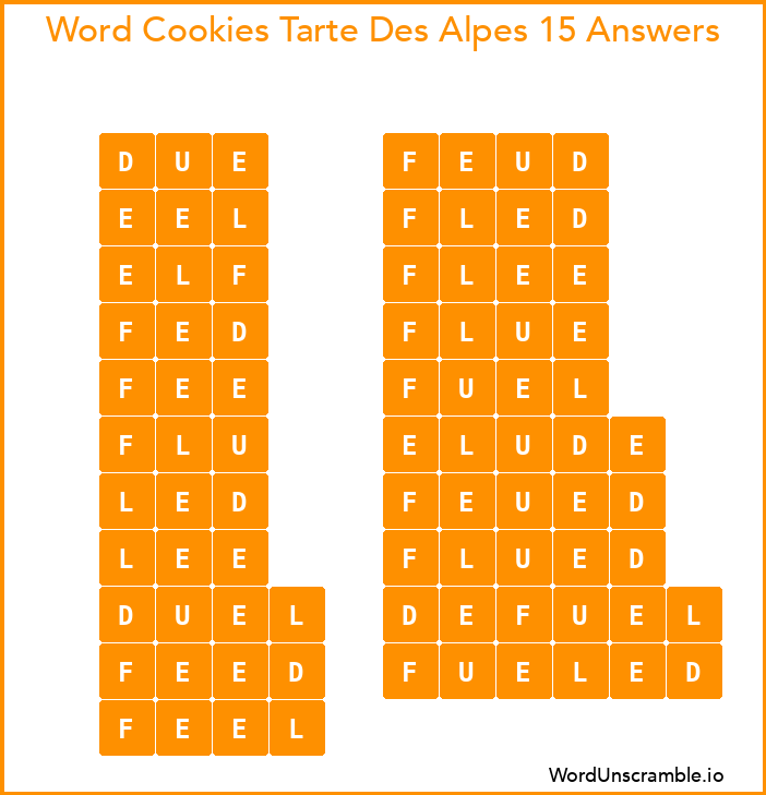 Word Cookies Tarte Des Alpes 15 Answers