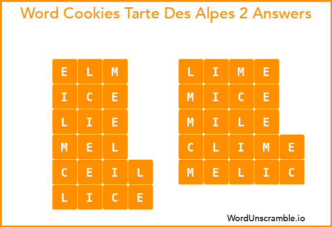 Word Cookies Tarte Des Alpes 2 Answers