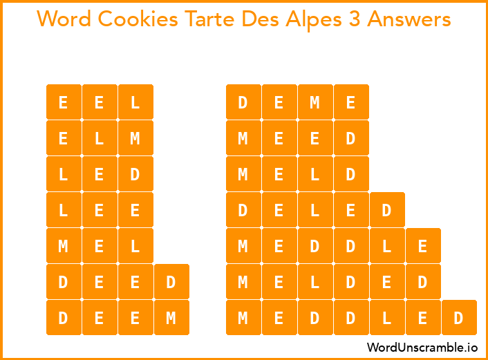 Word Cookies Tarte Des Alpes 3 Answers