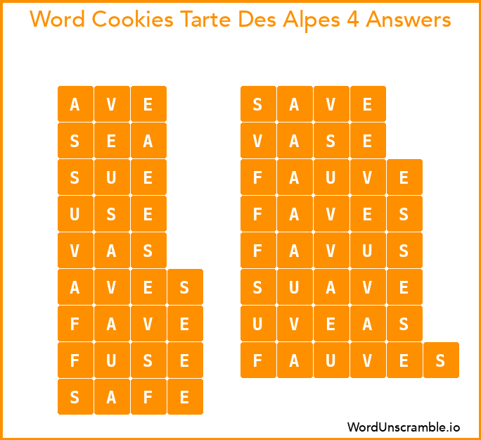 Word Cookies Tarte Des Alpes 4 Answers