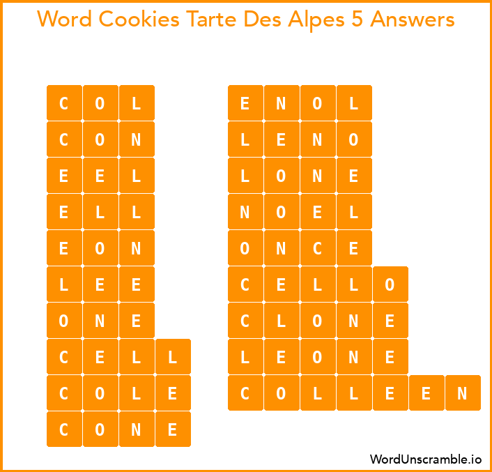 Word Cookies Tarte Des Alpes 5 Answers