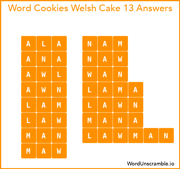 Word Cookies Welsh Cake 13 Answers