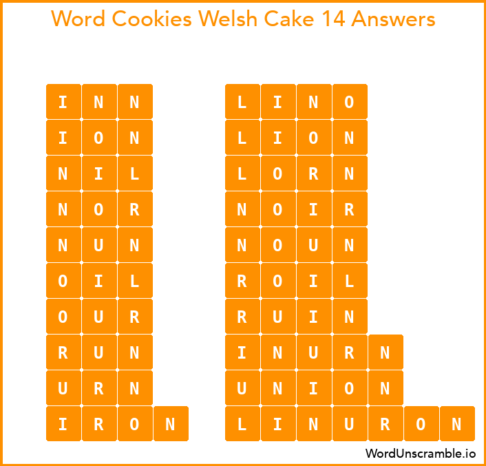 Word Cookies Welsh Cake 14 Answers