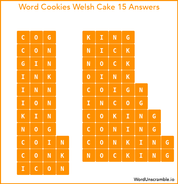 Word Cookies Welsh Cake 15 Answers