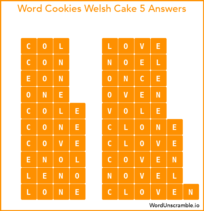 Word Cookies Welsh Cake 5 Answers