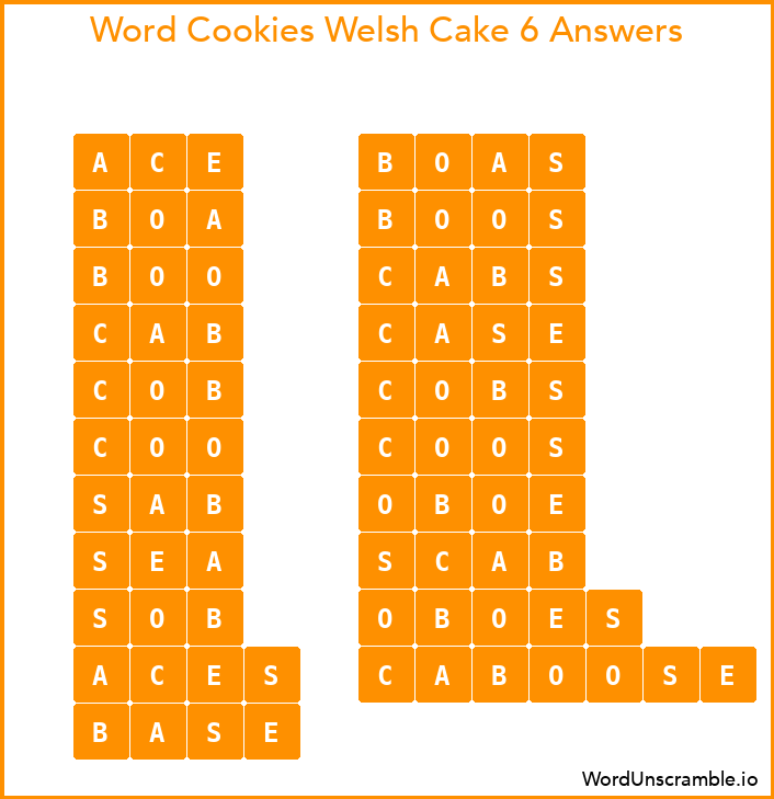 Word Cookies Welsh Cake 6 Answers