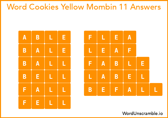 Word Cookies Yellow Mombin 11 Answers