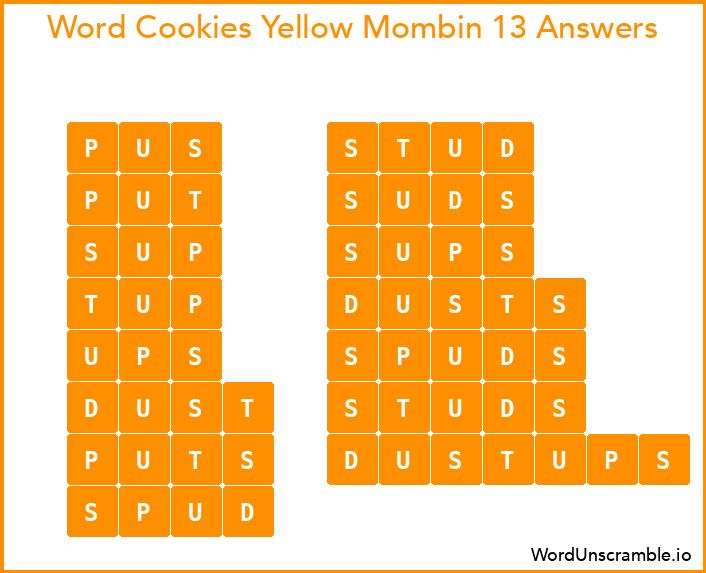 Word Cookies Yellow Mombin 13 Answers