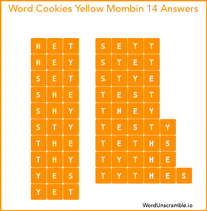Word Cookies Yellow Mombin 14 Answers