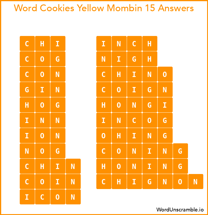 Word Cookies Yellow Mombin 15 Answers