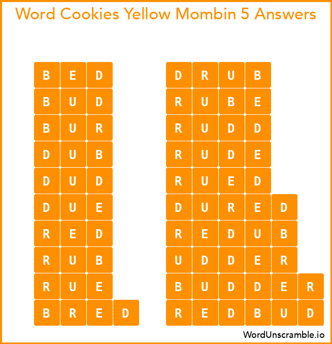 Word Cookies Yellow Mombin 5 Answers