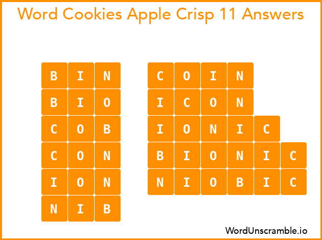 Word Cookies Apple Crisp 11 Answers