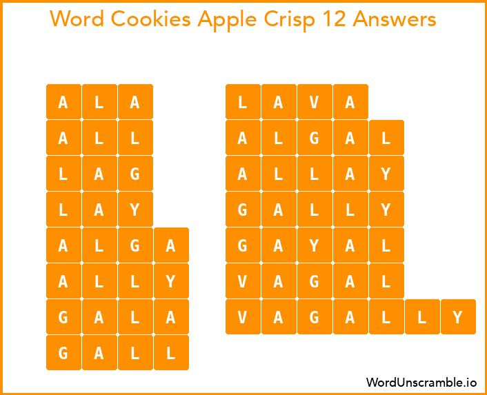 Word Cookies Apple Crisp 12 Answers