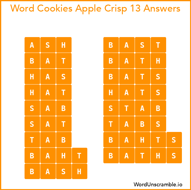 Word Cookies Apple Crisp 13 Answers