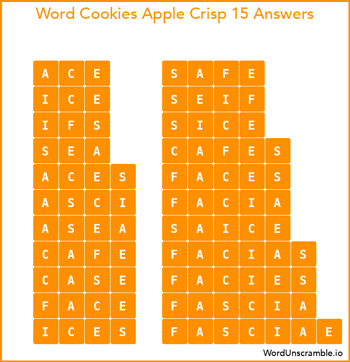 Word Cookies Apple Crisp 15 Answers