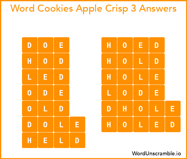 Word Cookies Apple Crisp 3 Answers