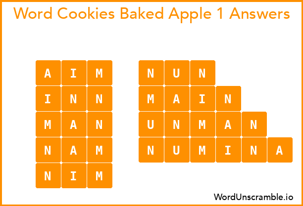 Word Cookies Baked Apple 1 Answers