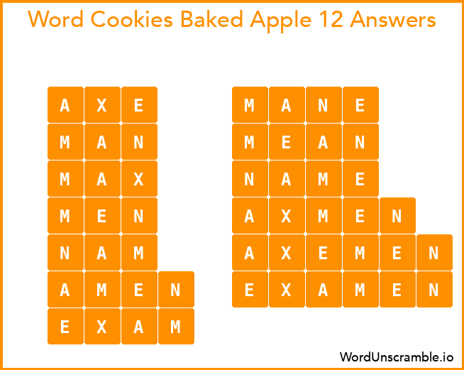Word Cookies Baked Apple 12 Answers