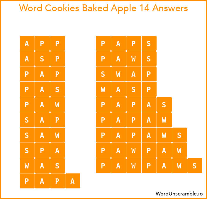 Word Cookies Baked Apple 14 Answers