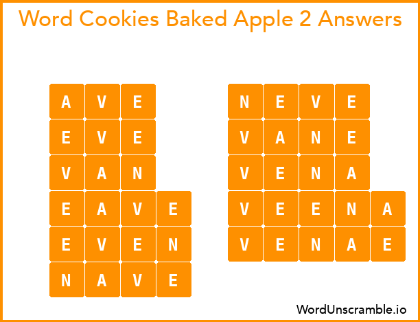 Word Cookies Baked Apple 2 Answers