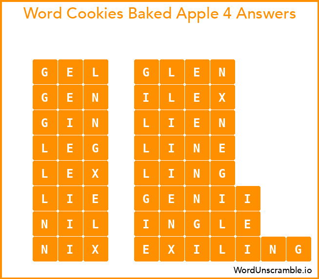 Word Cookies Baked Apple 4 Answers