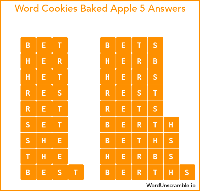 Word Cookies Baked Apple 5 Answers