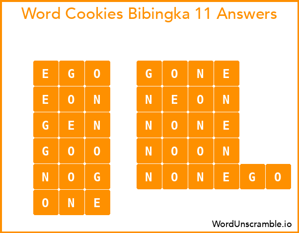 Word Cookies Bibingka 11 Answers