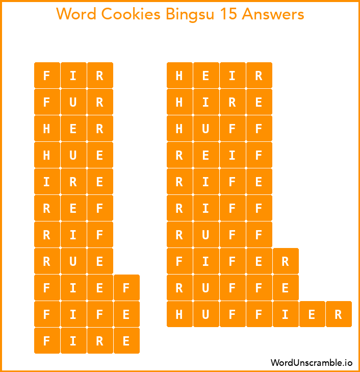 Word Cookies Bingsu 15 Answers