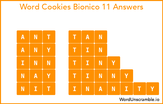 Word Cookies Bionico 11 Answers